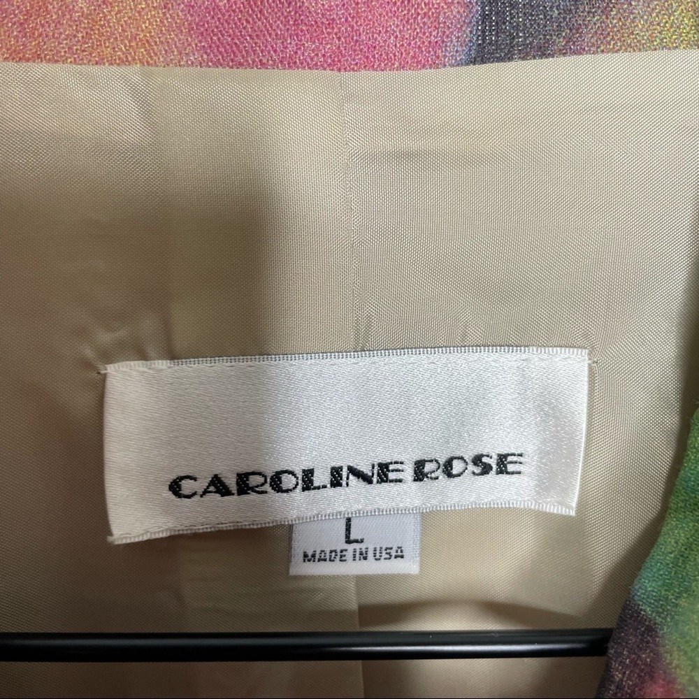 Caroline Rose 100% Linen floral Rose Abstract Art to Wear Blazer Jacket Womens L - Picture 3 of 8